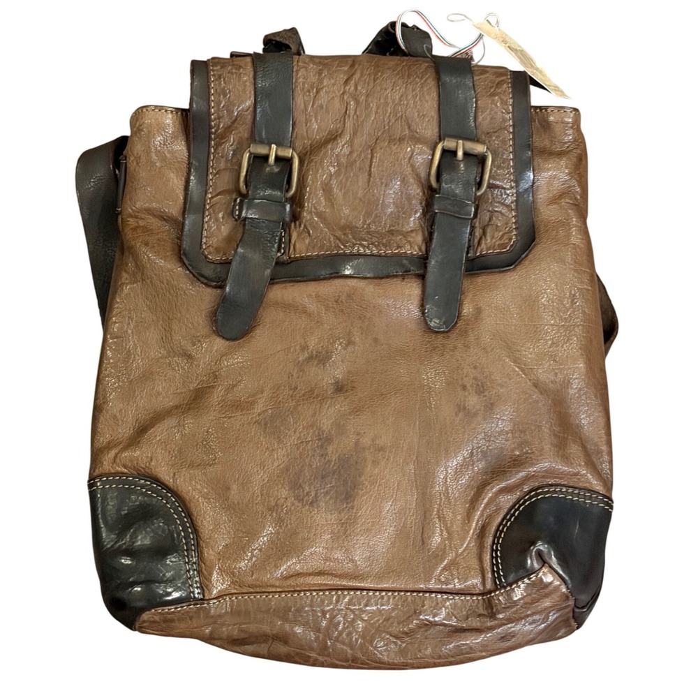 NWT Officina Origi Italian Leather Backpack Distressed Rucksack Made In Italy